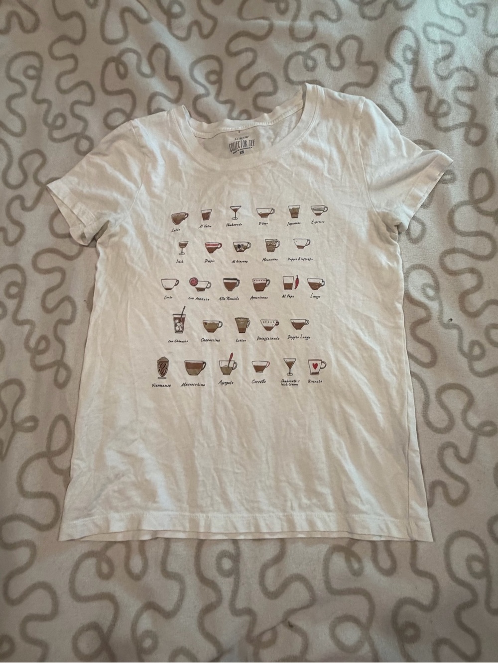 J. Crew White Coffee Icon Short Sleeve Tee